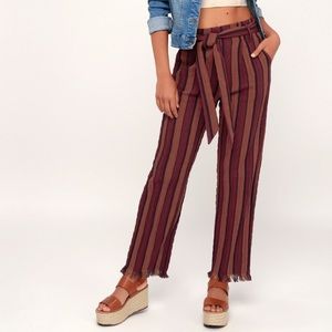 SOLD -NWOT Lulus’s Renfroe Burgundy Striped Pants